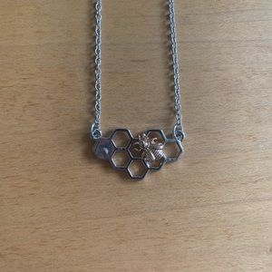 Silver and Gold Bee and Honeycomb Necklace NWT